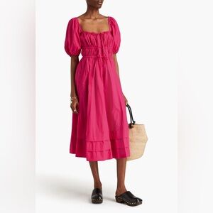 ULLA JOHNSON
Brand new, never worn Palma gathered cotton-poplin midi dress